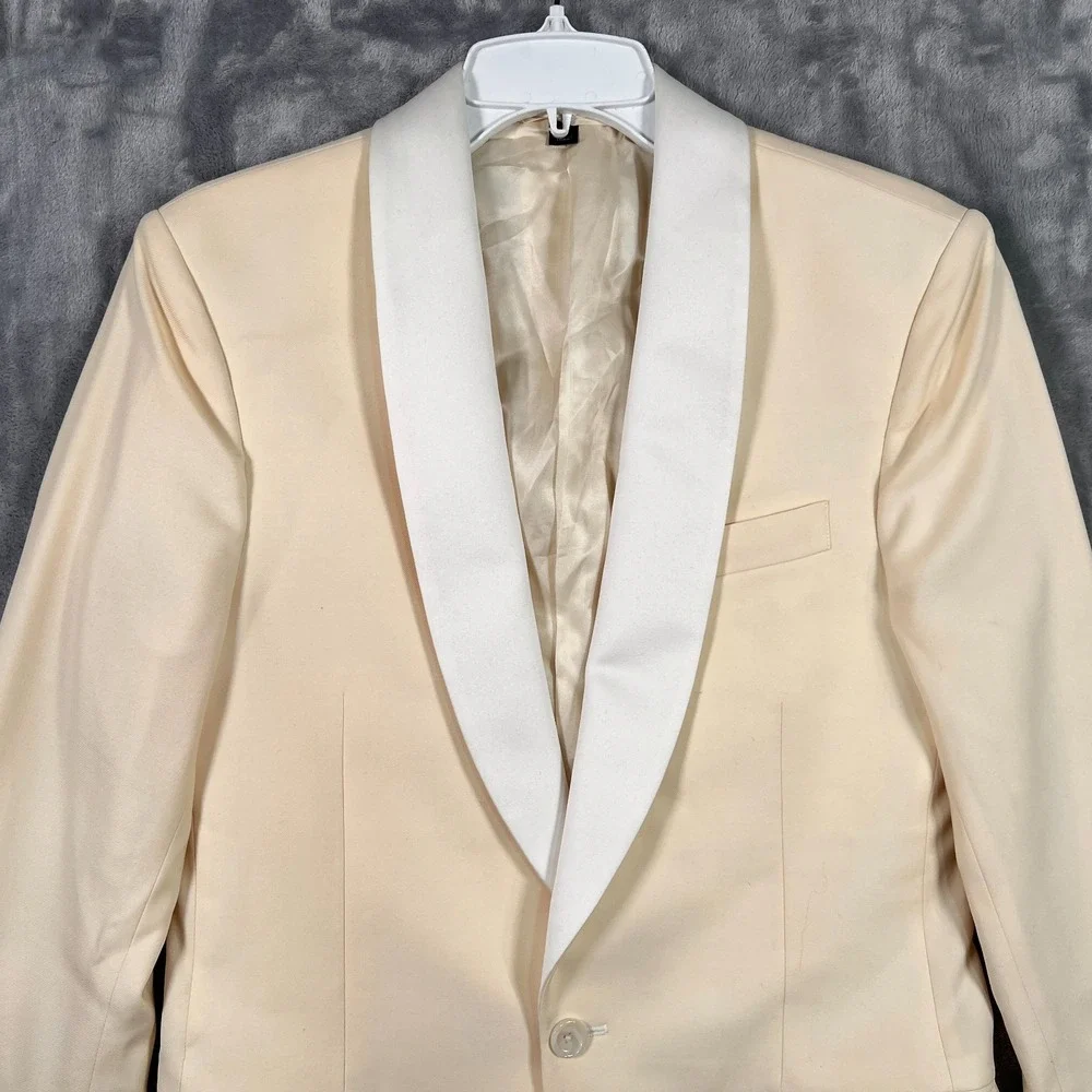 J Crew Ludlow Suit Jacket Mens 36S Short Cream Ivory Blazer Tuxedo Shawl Blazer